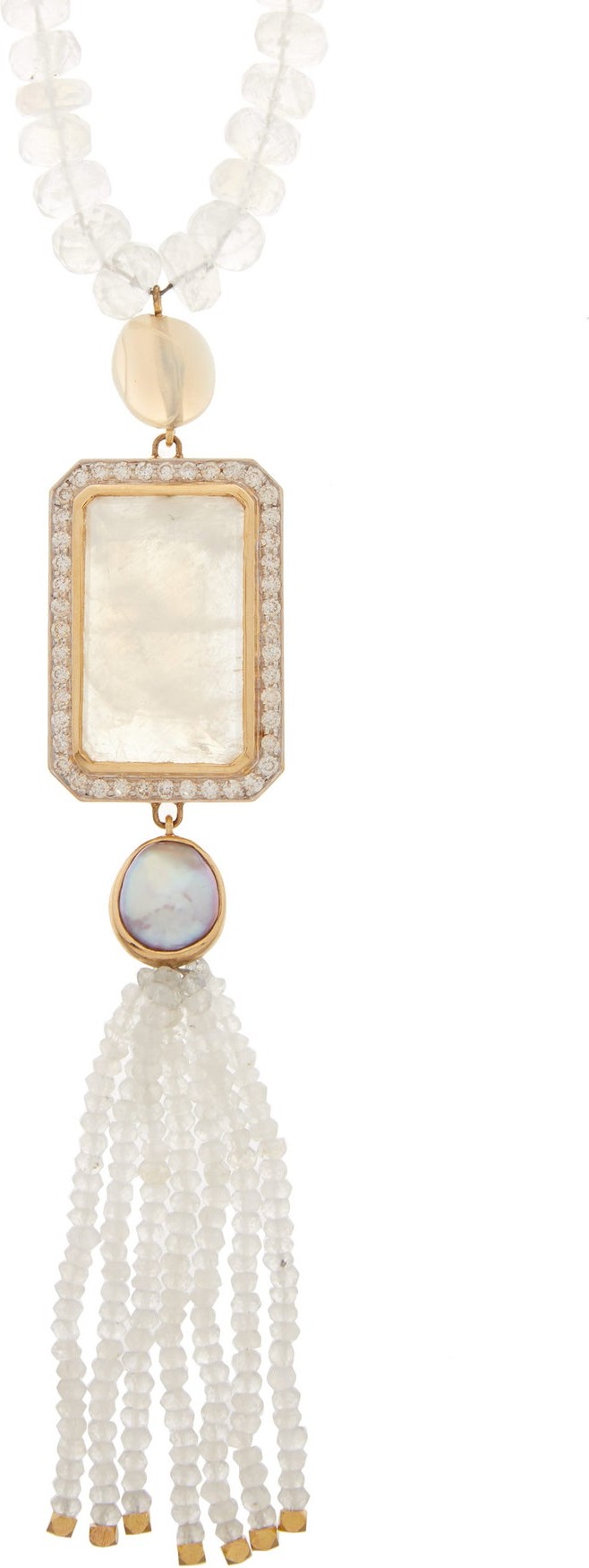 Jade Jagger Diamond & moonstone beaded necklace