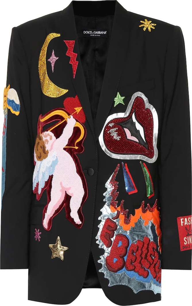 Dolce & Gabbana Embellished stretch-wool jacket