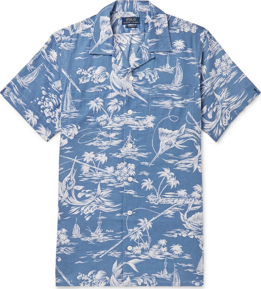 Polo Ralph Lauren Camp-Collar Printed Linen and Cotton-Blend Shirt
