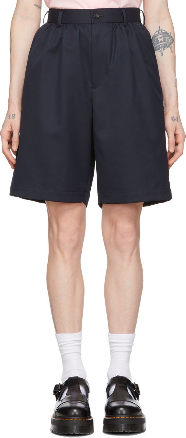 Comme Des Garçons Girl Navy Wool Suiting Shorts