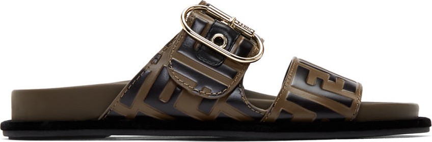 Fendi Brown & Black 'Forever Fendi' Sandals