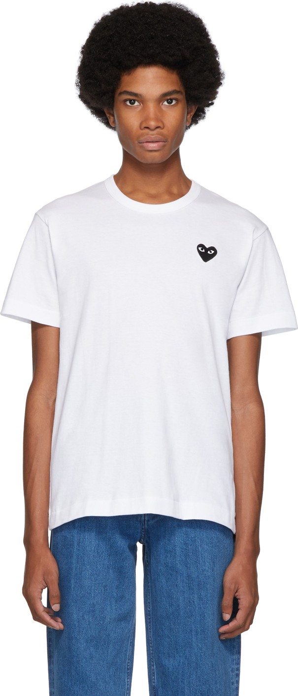Comme Des Garcons PLAY White & Black Heart Patch T-Shirt