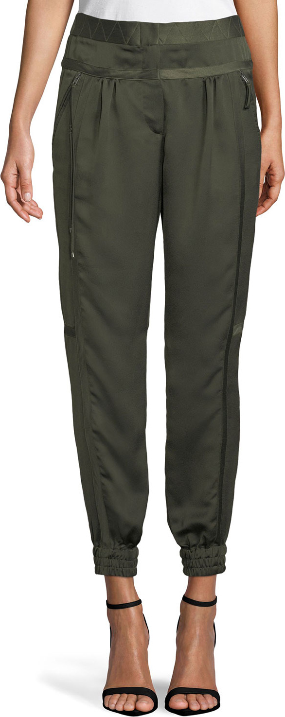 HALSTON HERITAGE Satin Tape Jogger Pants