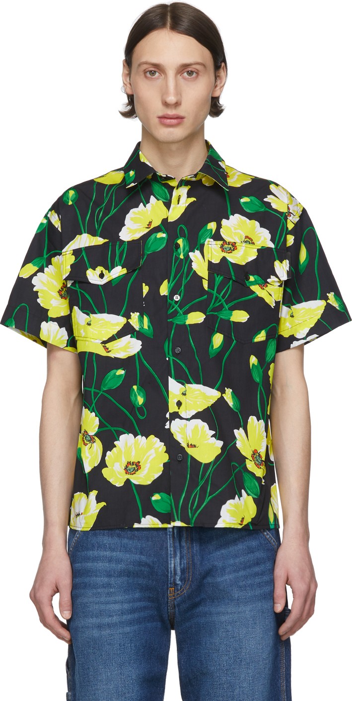 MSGM Black Floral Shirt