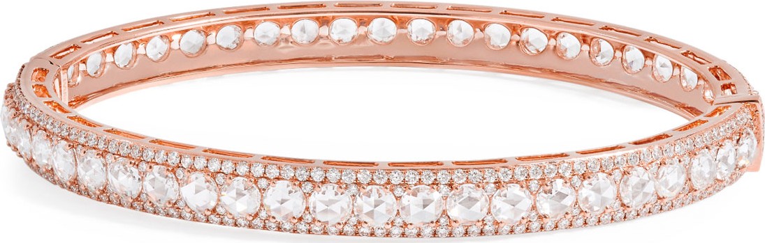 64 Facets 18K Rose Gold Linear Hinged Diamond Bracelet