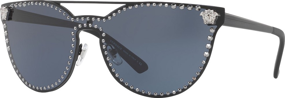 Versace Studded Flat-Top Wrap Sunglasses