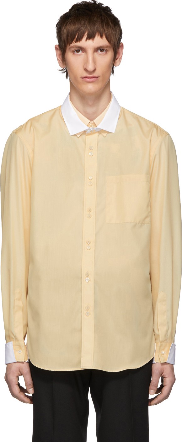 Burberry London England Beige Contrast Double Collar Shirt