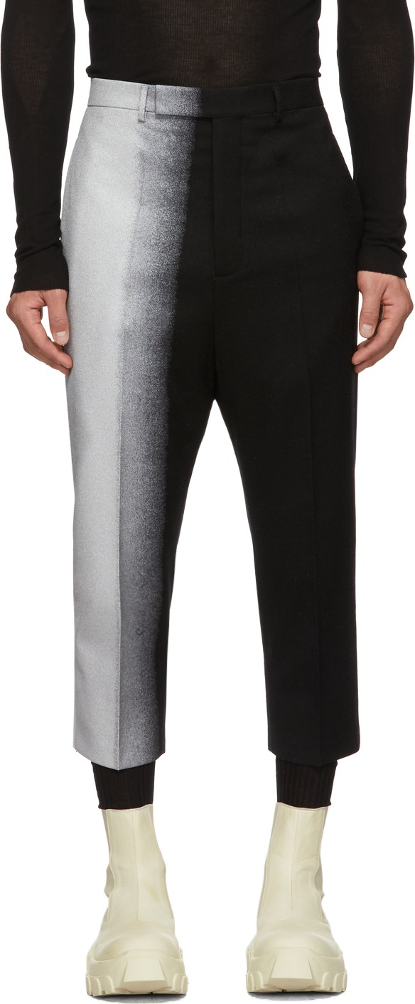 Rick Owens Black & Silver Dégradé Trousers