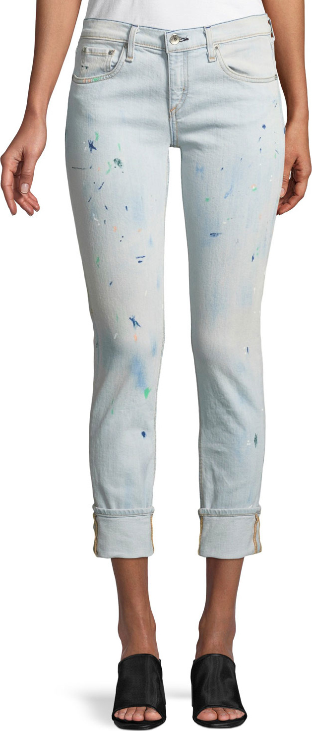 Rag & Bone Ankle Dre Splattered Cropped Jeans