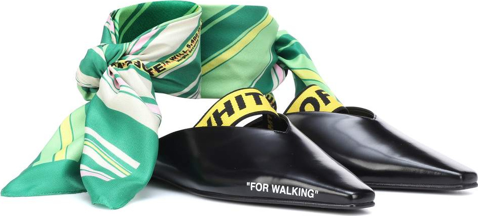 Off White Leather scarf-tie flats
