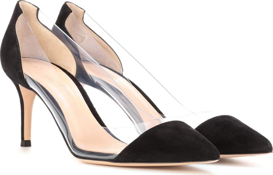 Gianvito Rossi Plexi suede and transparent pumps
