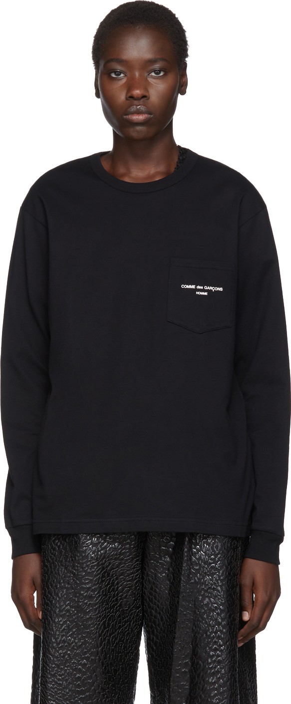 Comme Des Garçons Homme Plus Black Logo Long Sleeve T-Shirt