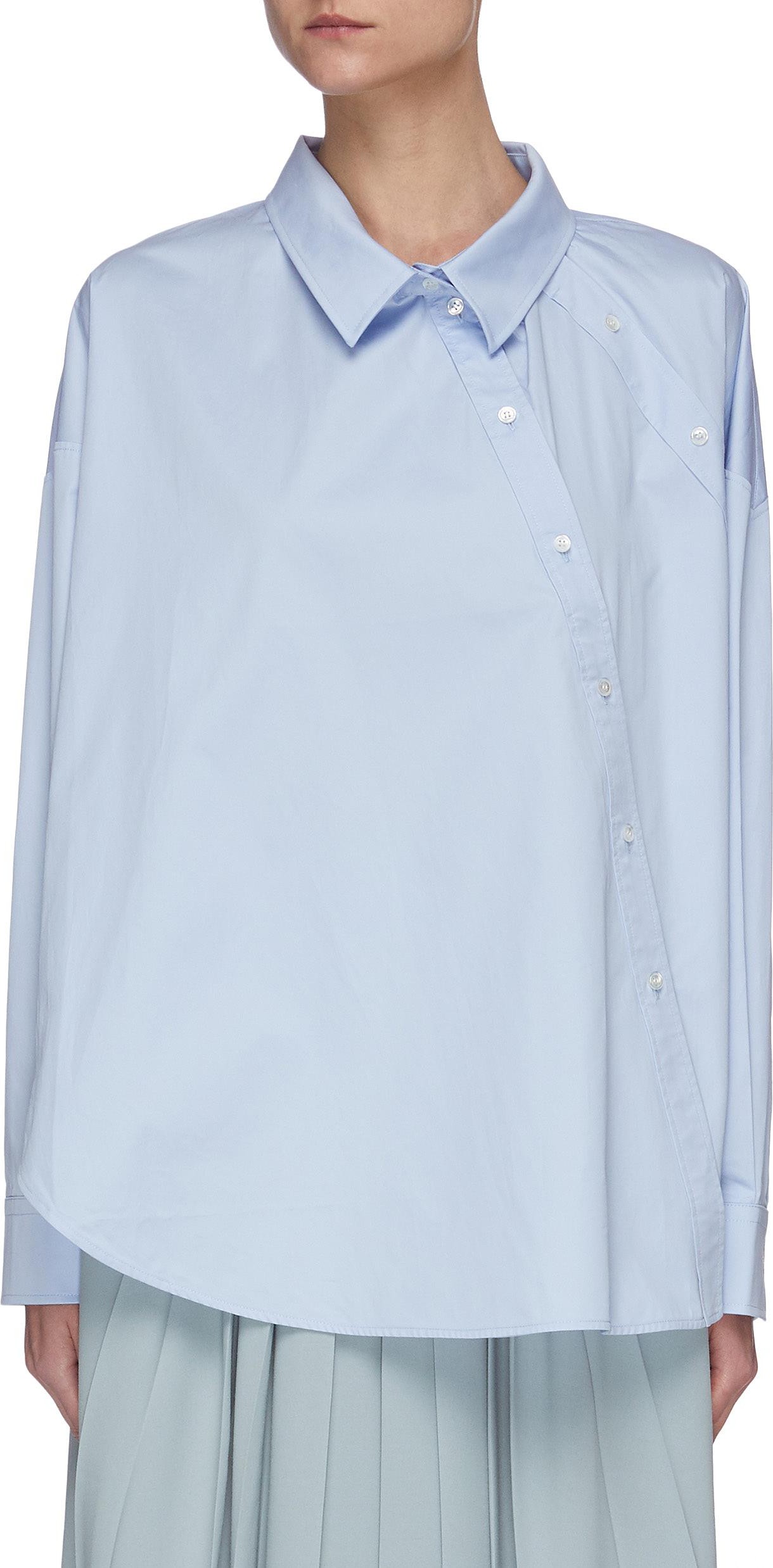 Short Sentence Slanted double button shirt