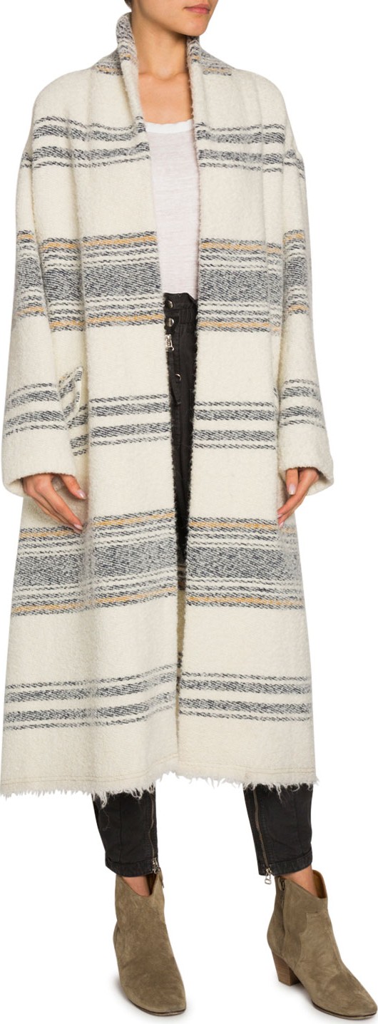 Isabel Marant Etoile Faby Striped Wool-Alpaca Long Coat