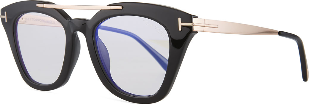 TOM FORD Anna Square Acetate/Metal Sunglasses