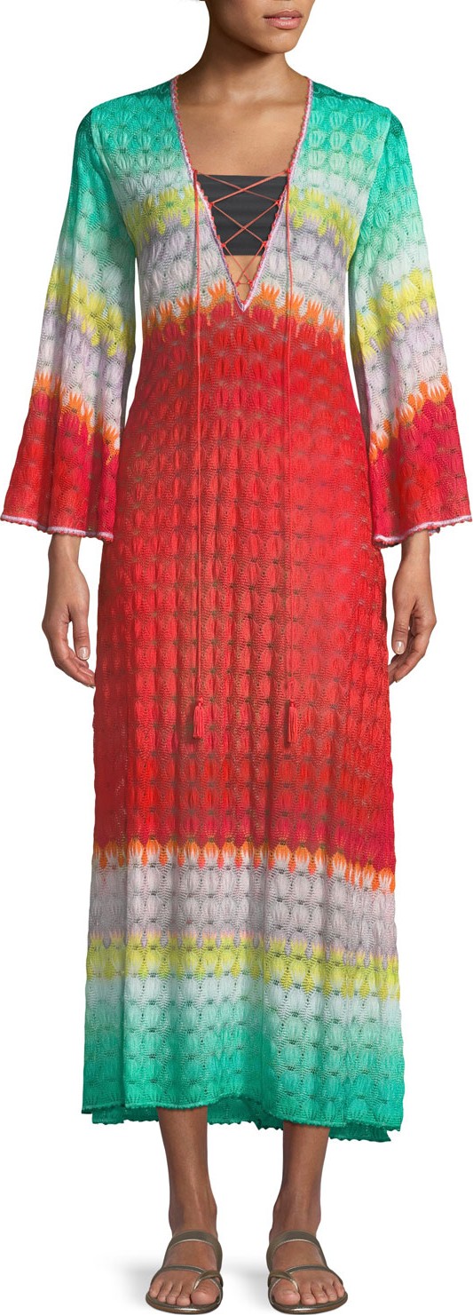 Missoni Multicolor Lace-Up Long Caftan