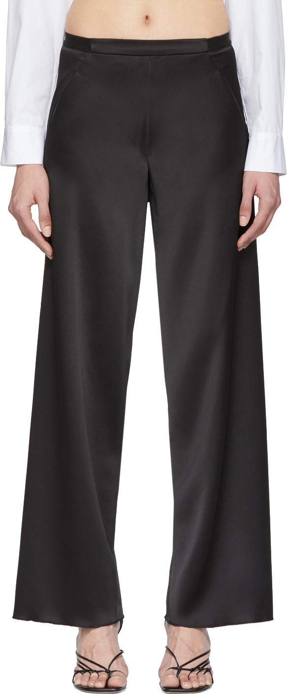 Christopher Esber Black Bias Satin Trousers