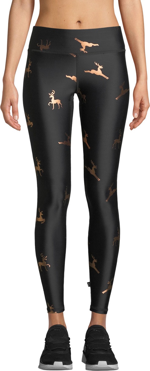 Terez Foil-Printed Tall-Band Activewear Leggings