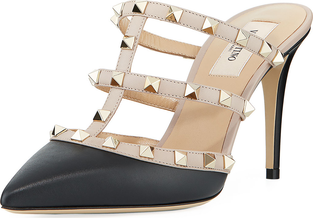 Valentino Rockstud Two-Tone Slide Mule