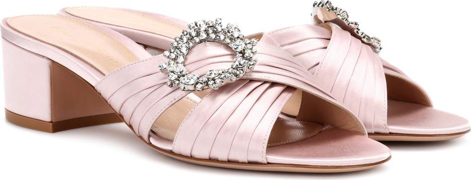Gianvito Rossi Embellished satin sandals