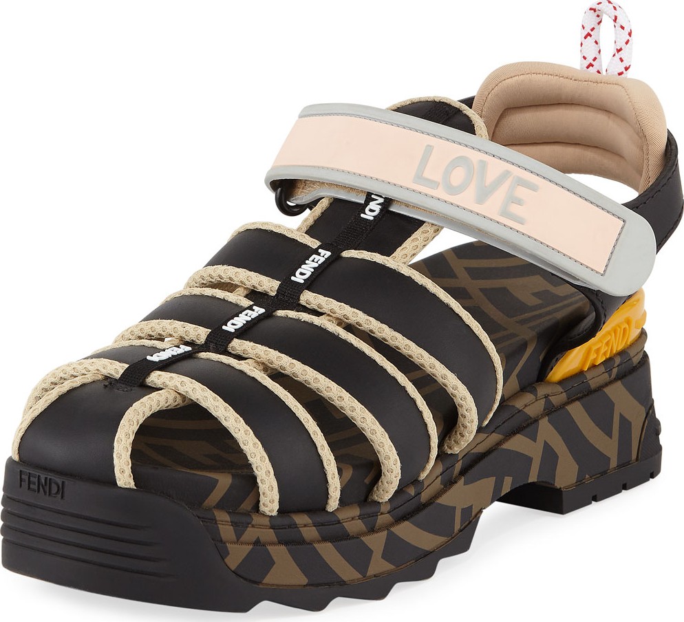 Fendi T-Rex Chunky-Heel FF Hiker Sandals