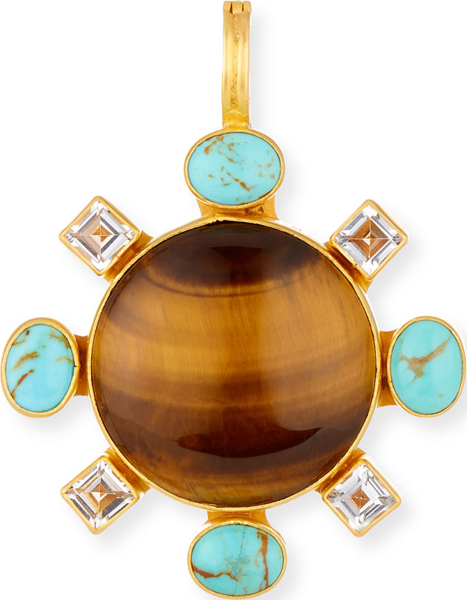 Dina Mackney Tiger's Eye Pendant with Turquoise & Topaz