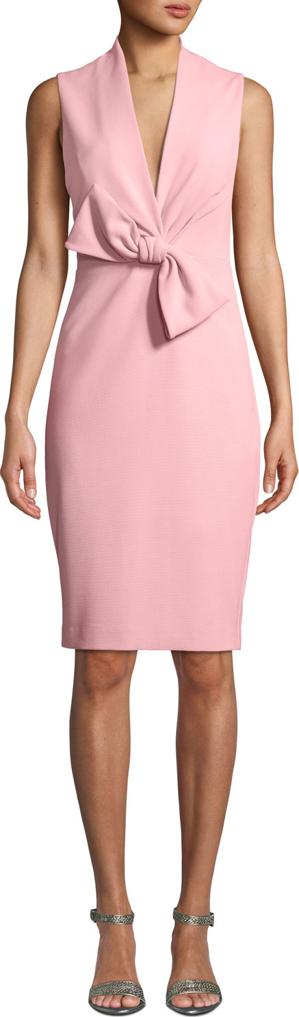 Badgley Mischka Sleeveless Bow-Front Dress