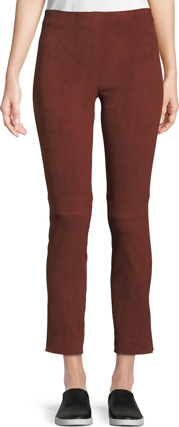 Vince Stretch-Suede Split Hem Crop Pants
