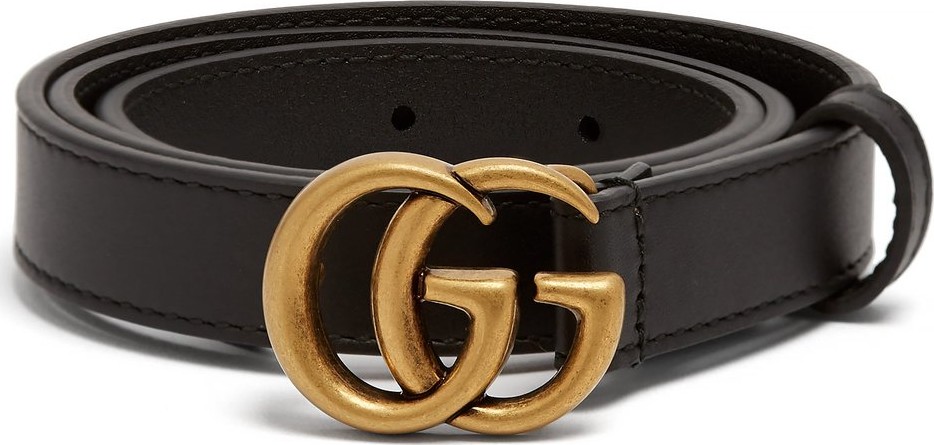 Gucci GG logo grained-leather belt