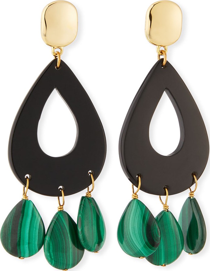 NEST Jewelry Malachite & Horn Statement Earrings
