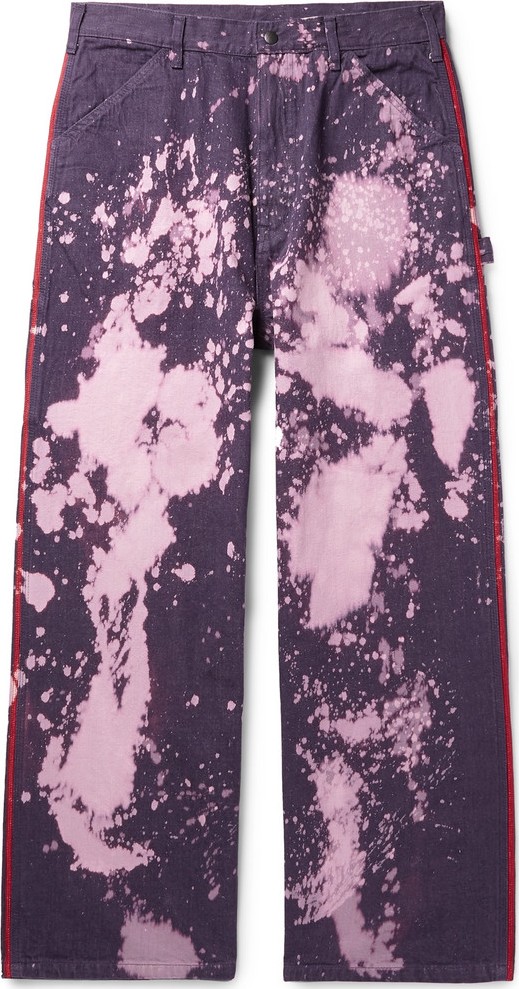 Needles Wide-Leg Bleach-Splattered Denim Jeans