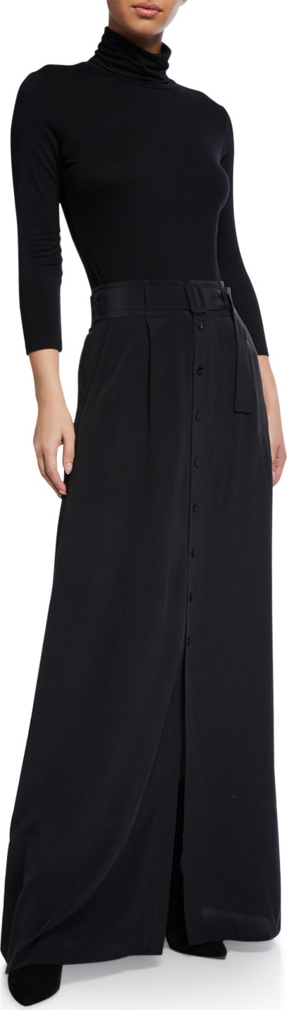 L'AGENCE Bendetta Silk-Twill Button-Front Maxi Skirt