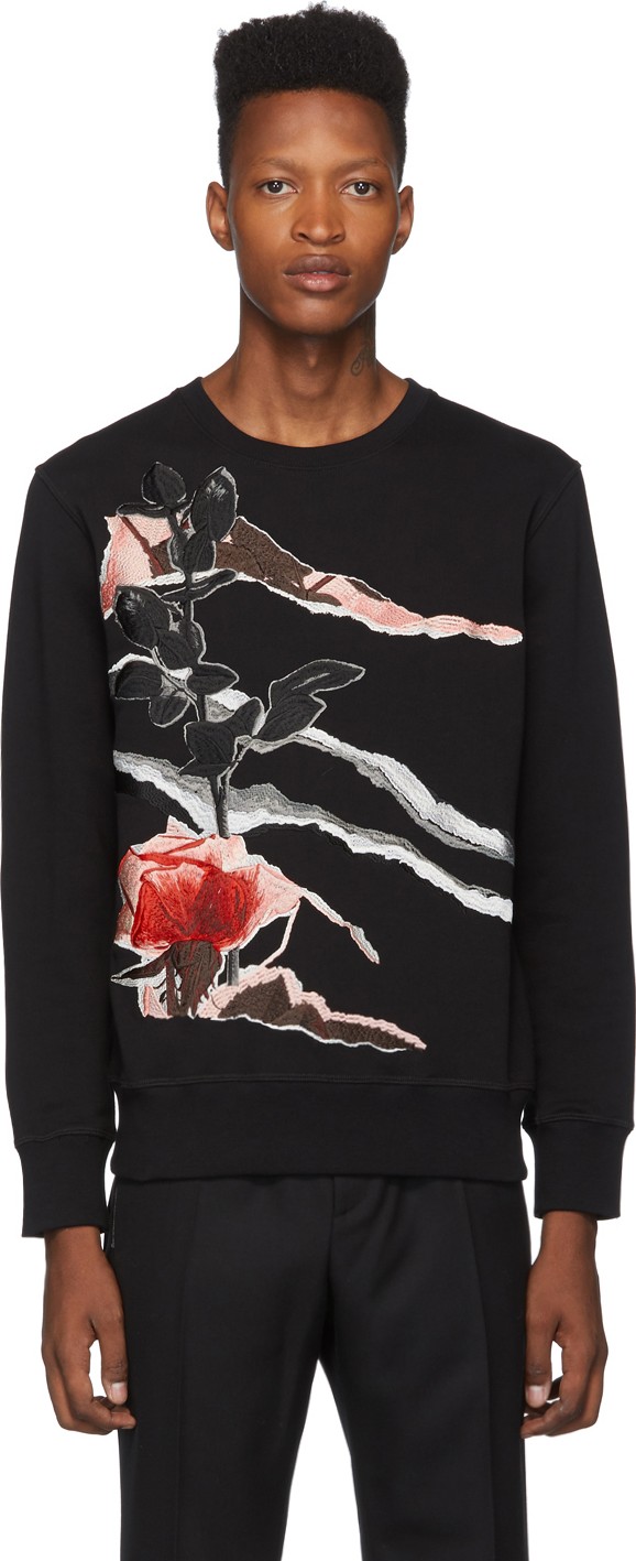 Alexander McQueen Black Mix Roses Sweatshirt