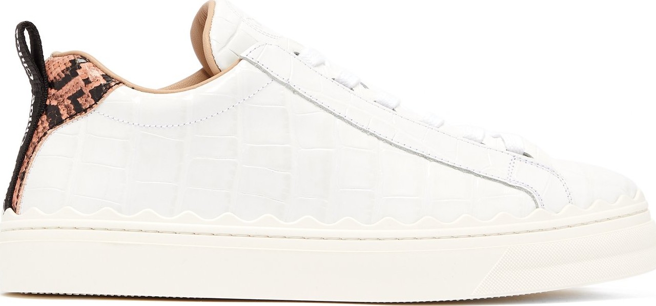 Chloe Low-top crocodile-effect leather trainers