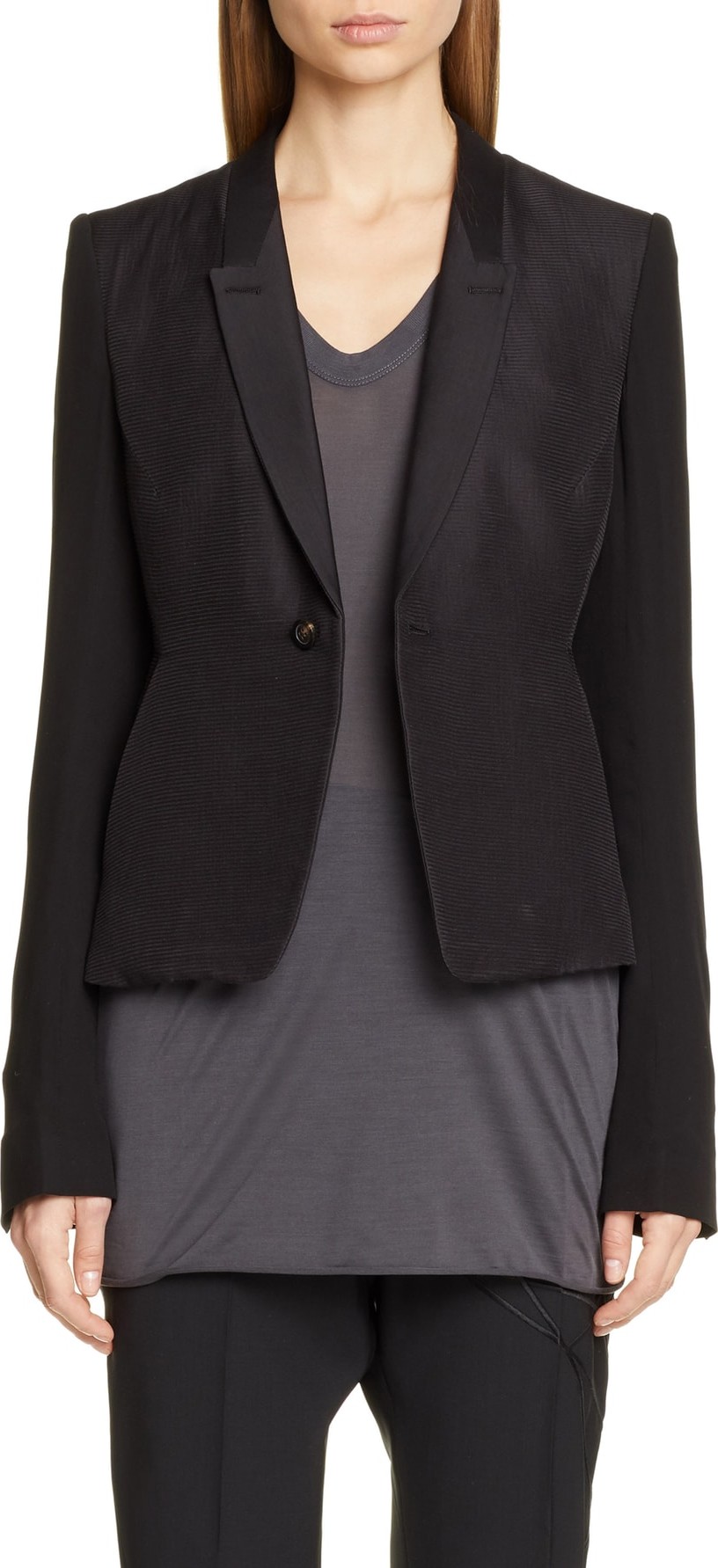 Rick Owens Chiffon Sleeve Cotton & Silk Blazer