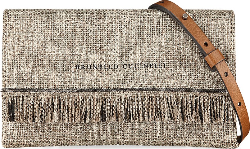 Brunello Cucinelli Woven Linen Crossbody Bag