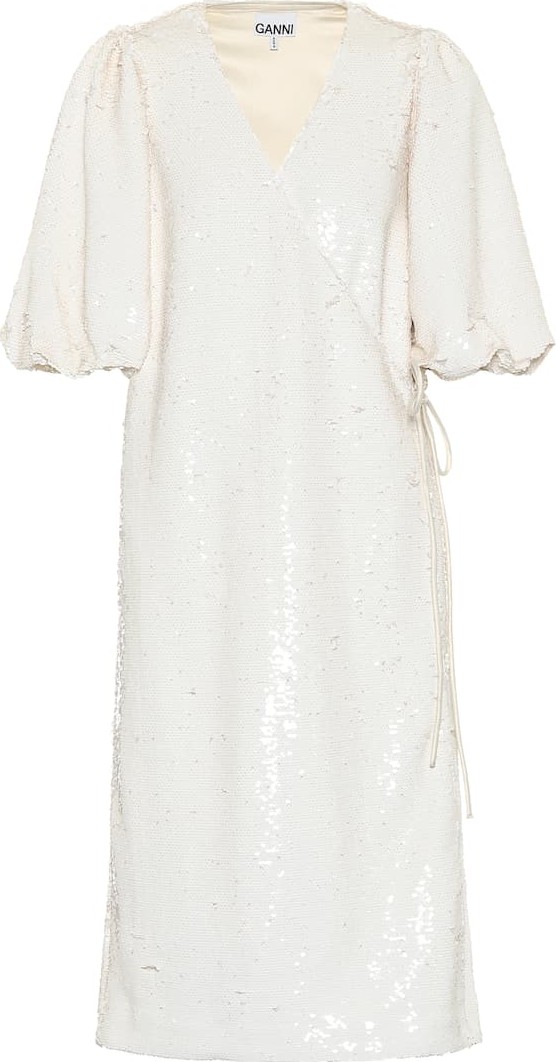 Ganni Sequined wrap midi dress