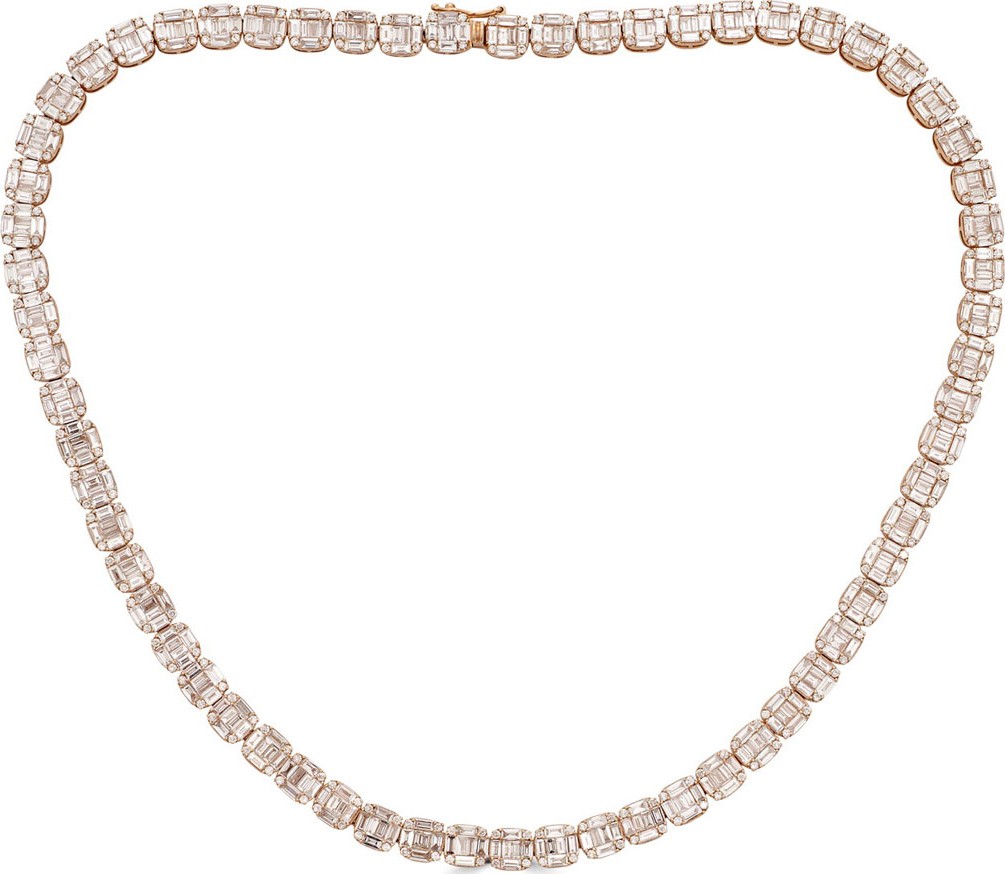 ZYDO Mosaic 18k Rose Gold Diamond Station Necklace