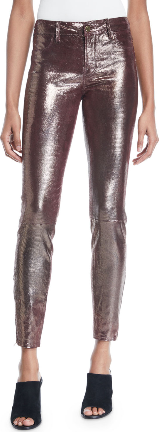 J BRAND L8001 Mid-Rise Metallic Leather Leggings