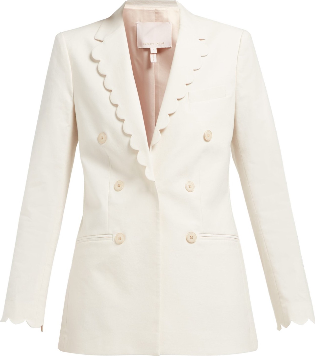 Rebecca Taylor Scalloped double-breasted cotton-blend blazer