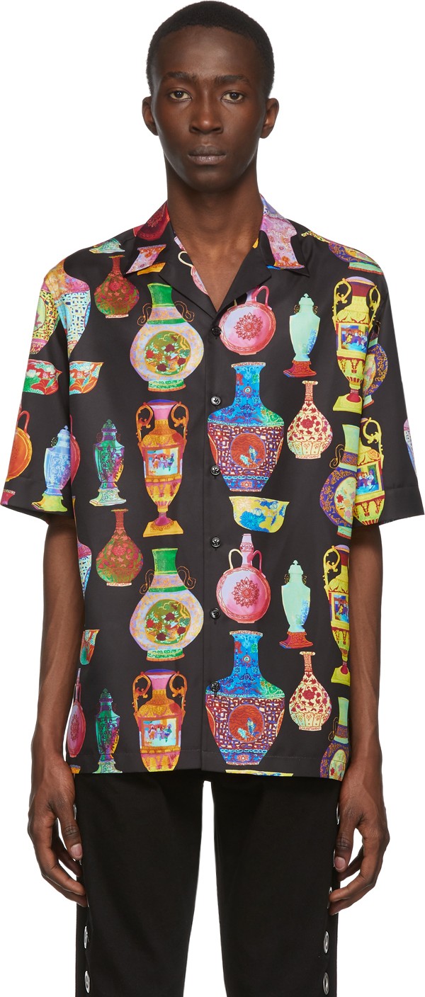 Versace Black & Multicolor Seven Vessels Shirt