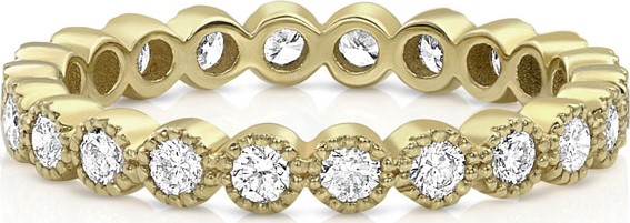 Dominique Cohen 18k Gold Milgrain Diamond Stacking Ring (Large)