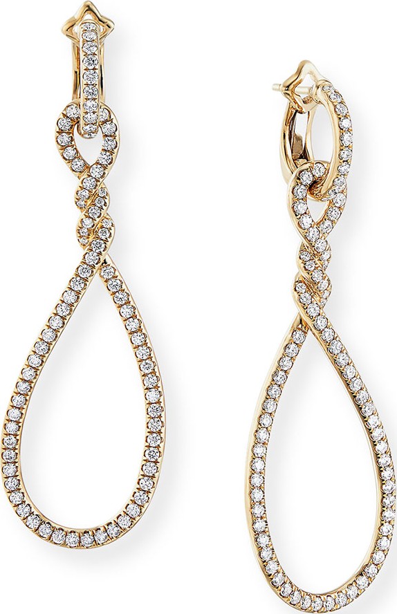 David Yurman Continuance 18k Gold Diamond Drop Earrings, 61mm