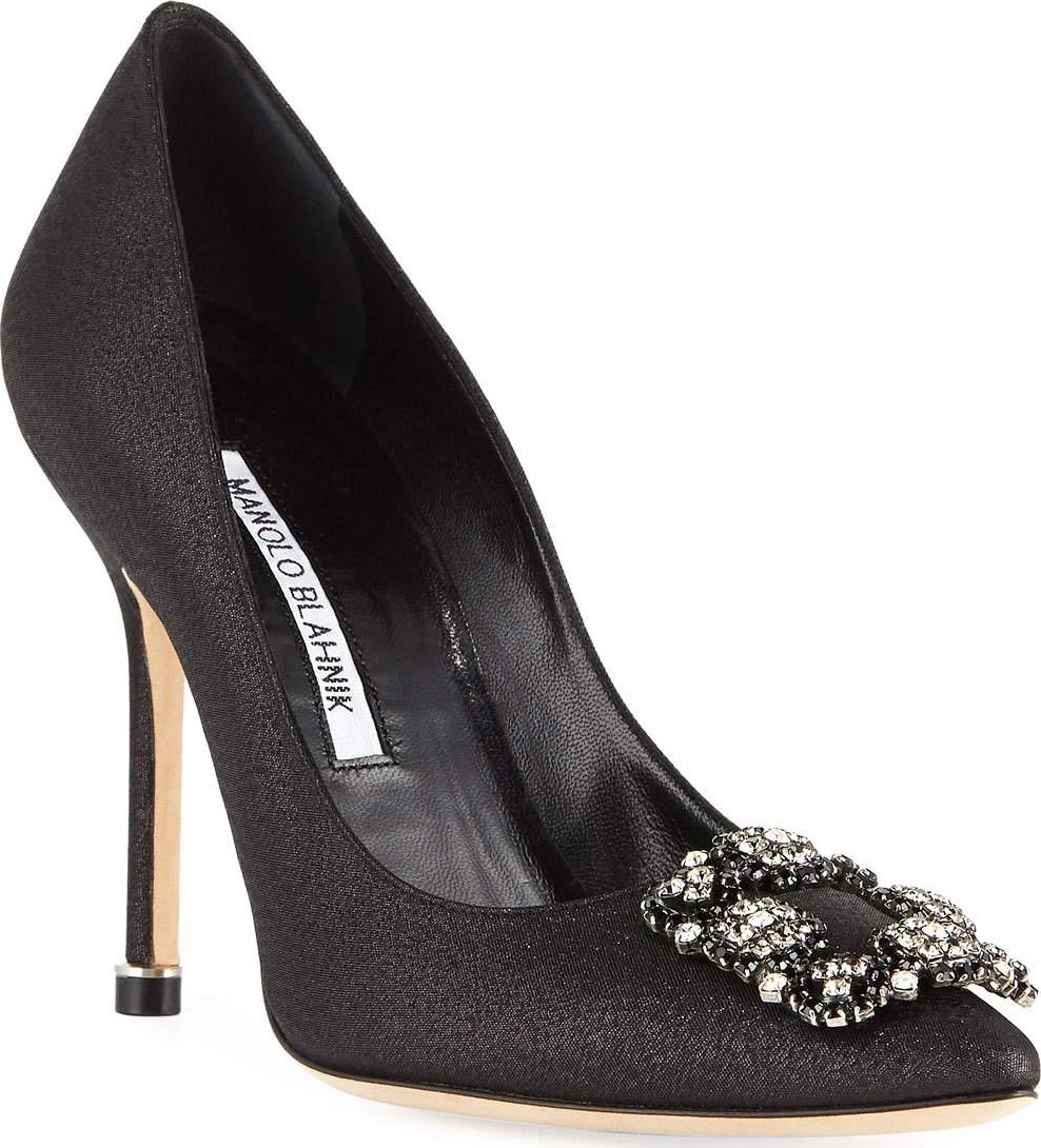 Manolo Blahnik Hangisi Crystal-Buckle 105mm Pumps