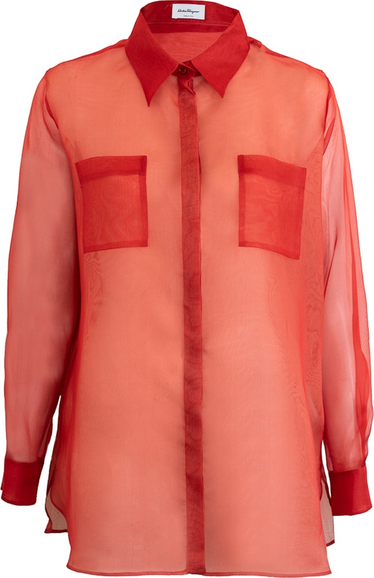 Salvatore Ferragamo Burnt Orange Silk Shirt
