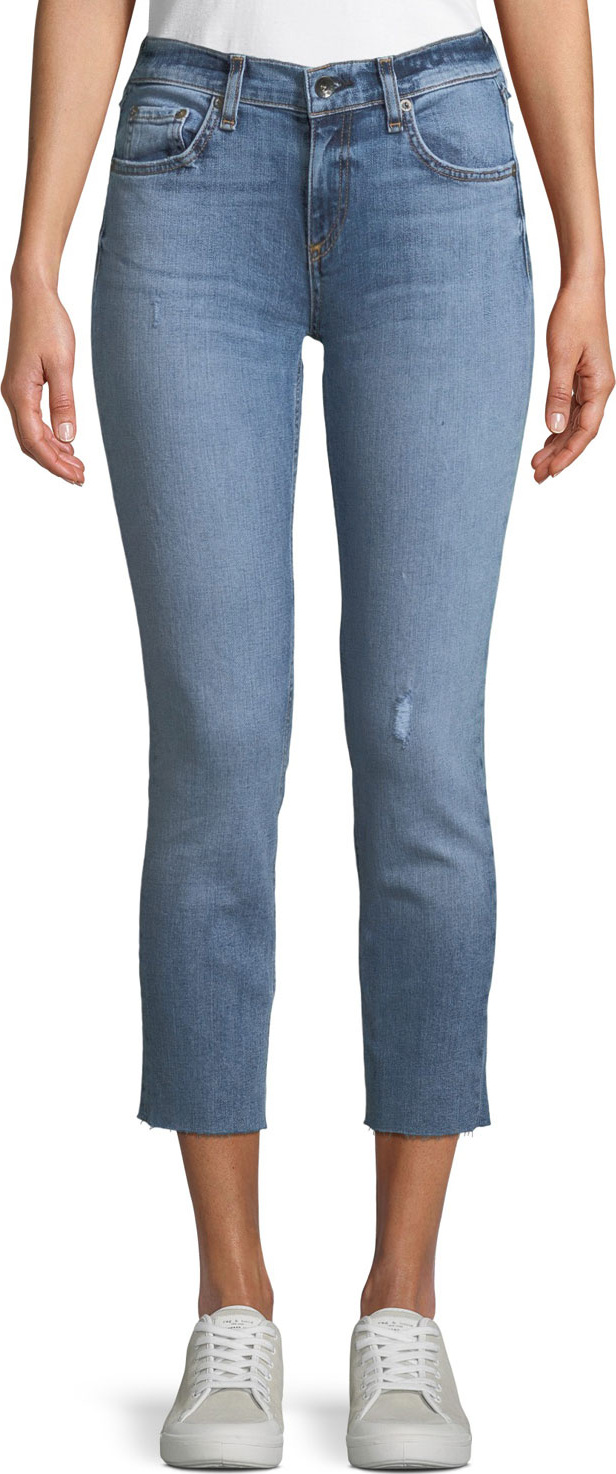 Rag & Bone Slim Boyfriend Jeans w/ Raw Hem