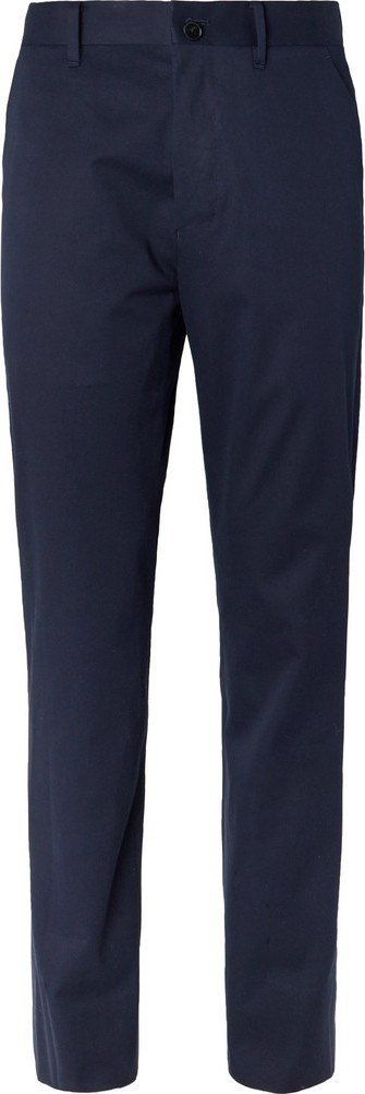 THE ROW Navy Hunter Slim-Fit Cotton and Cashmere-Blend Twill Trousers