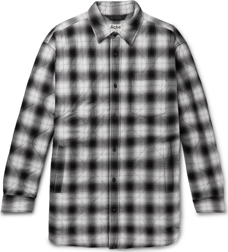 Acne Studios Quilted Checked Herringbone Cotton-Blend Overshirt