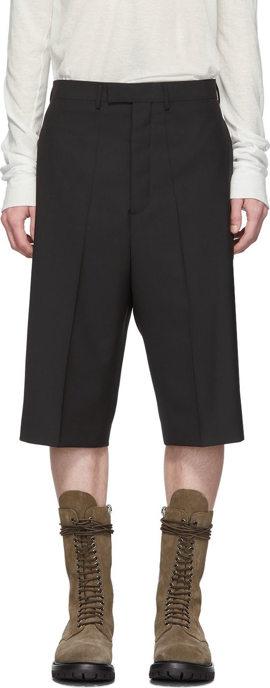 Rick Owens Black Wool Astaires Shorts