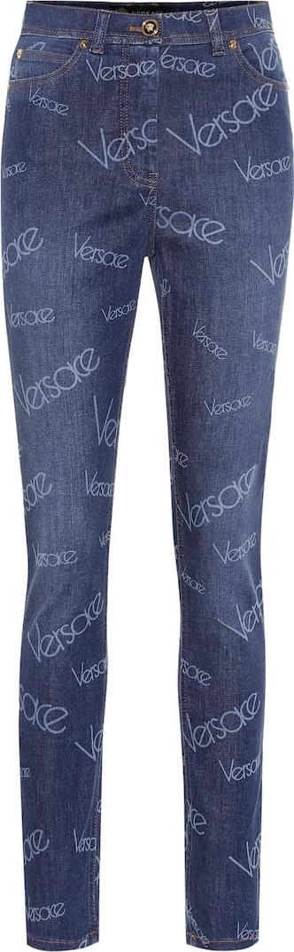 Versace Logo high-rise skinny jeans